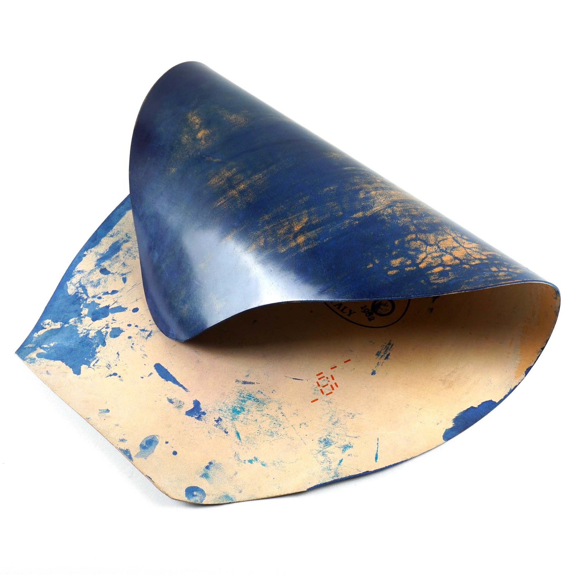 Rocado shell cordovan Marbled finish color Blue flipped
